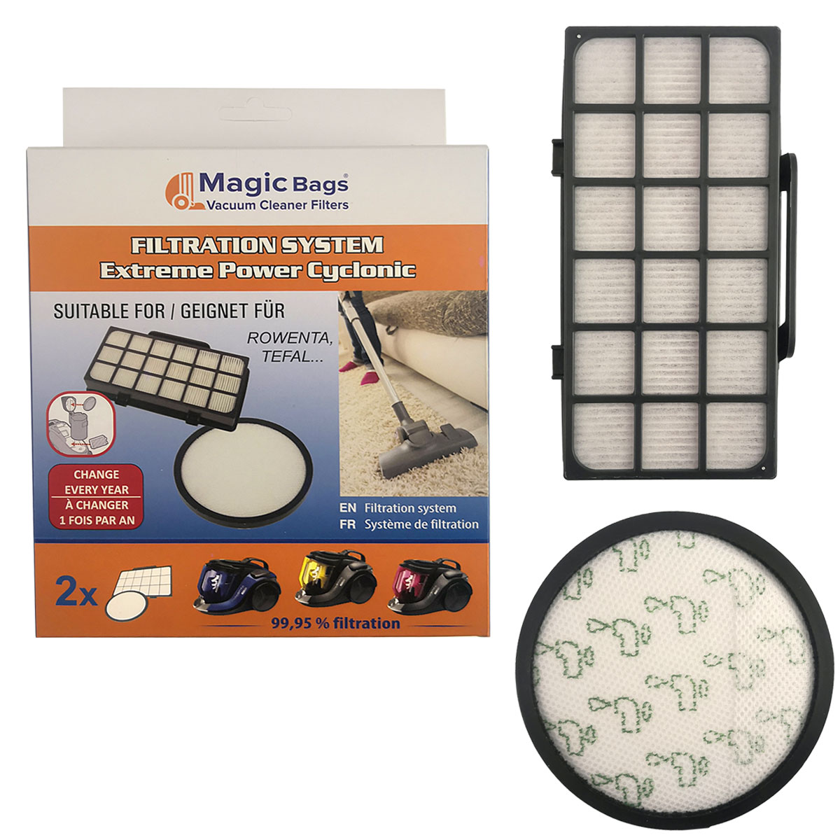 Magic Bags | Rowenta X-Trem Power Serisi İçin Filtre Seti (ZR006001 Muadili) | HEPA + Ön Filtre