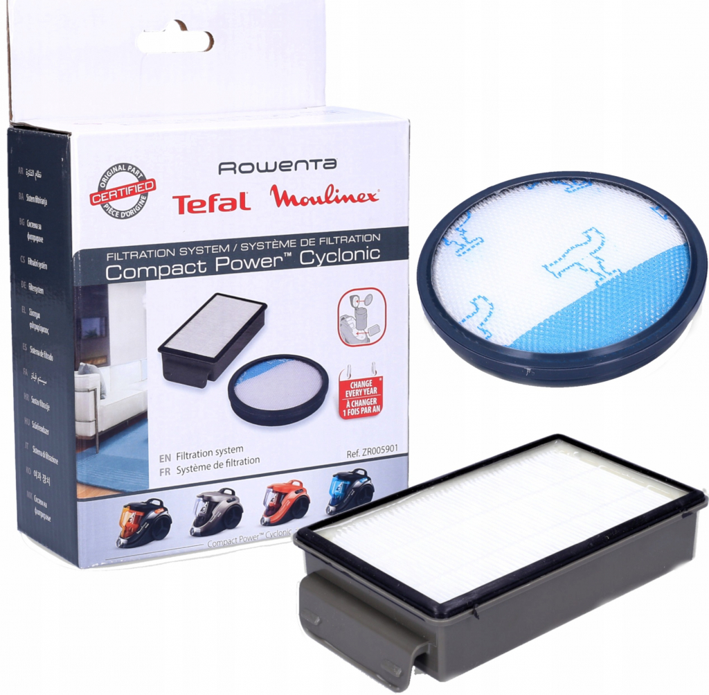 Rowenta | Tefal & Moulinex Süpürgeler İçin 2'li Filtre Seti (ZR005901) | HEPA + Ön Filtre